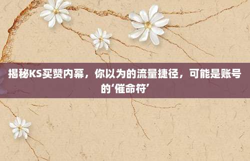 揭秘KS买赞内幕，你以为的流量捷径，可能是账号的‘催命符’