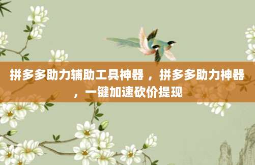 拼多多助力辅助工具神器 ，拼多多助力神器，一键加速砍价提现