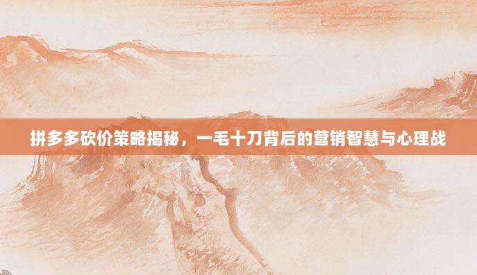拼多多砍价策略揭秘，一毛十刀背后的营销智慧与心理战
