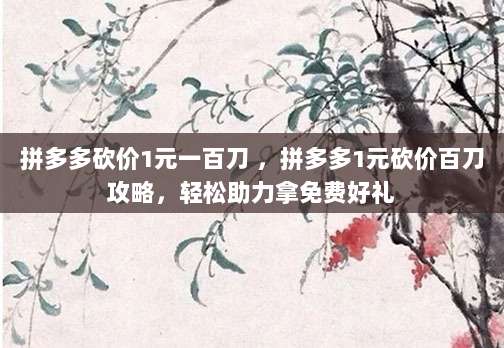 拼多多砍价1元一百刀 ，拼多多1元砍价百刀攻略，轻松助力拿免费好礼