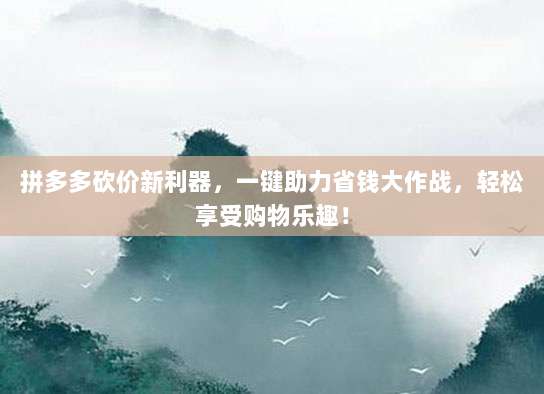 拼多多砍价新利器，一键助力省钱大作战，轻松享受购物乐趣！