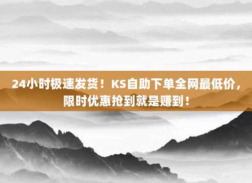 24小时极速发货！KS自助下单全网最低价，限时优惠抢到就是赚到！