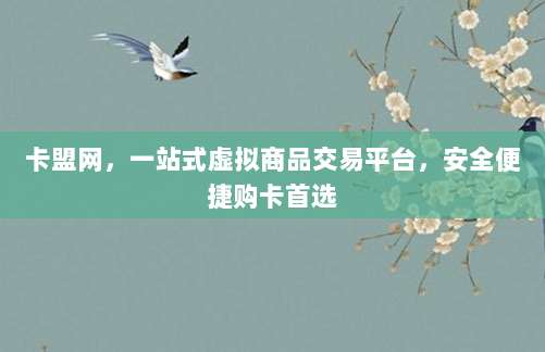 卡盟网，一站式虚拟商品交易平台，安全便捷购卡首选