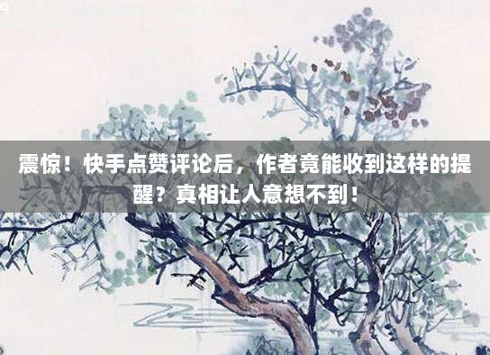 震惊！快手点赞评论后，作者竟能收到这样的提醒？真相让人意想不到！