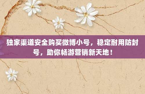 独家渠道安全购买微博小号，稳定耐用防封号，助你畅游营销新天地！