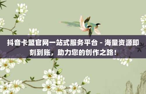 抖音卡盟官网一站式服务平台 - 海量资源即刻到账，助力您的创作之路！