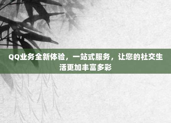 QQ业务全新体验，一站式服务，让您的社交生活更加丰富多彩