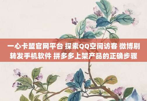 一心卡盟官网平台 探索QQ空间访客 微博刷转发手机软件 拼多多上架产品的正确步骤