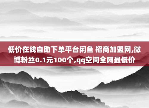 低价在线自助下单平台闲鱼 招商加盟网,微博粉丝0.1元100个,qq空间全网最低价